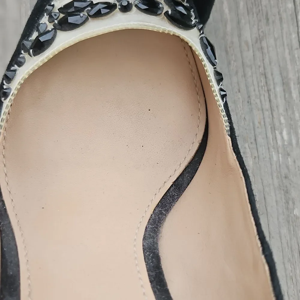 Tory Burch Delphine Rhinestone Heels – Black Suede, Size 7 ✨